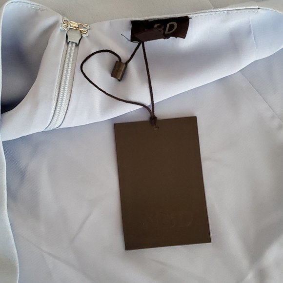 NWT NBD Womens Yani Mini Plunge Open Back Cutout French Light Blue Dress Size XL - Picture 11 of 13